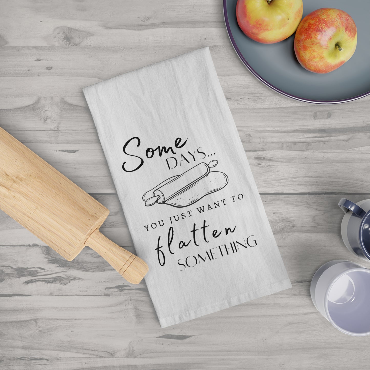 100% Cotton Tea Towel ∣ 28"x28" ∣ Funny Rolling Pin Design ∣ Add Comedy to Your Kitchen!