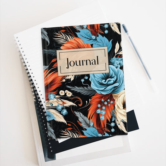 Hardcover Journal - Vibrant Boho Flowers - 128 Ruled Pages