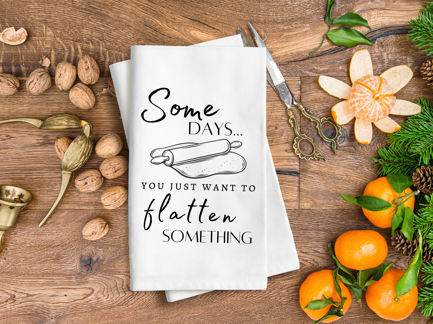 100% Cotton Tea Towel ∣ 28"x28" ∣ Funny Rolling Pin Design ∣ Add Comedy to Your Kitchen!