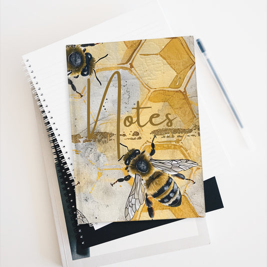 Hardcover Journal - Bumblebee Honeycomb - 128 Ruled Pages
