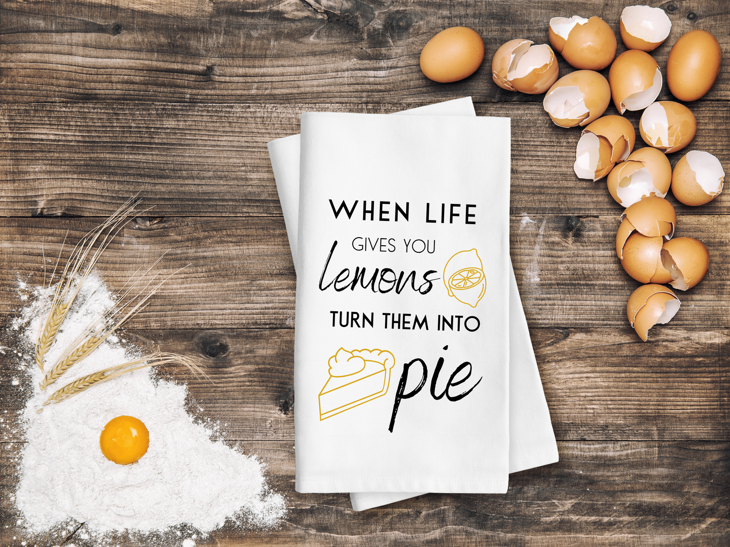 100% Cotton Tea Towel ∣ 28"x28" ∣ Funny Lemon Pie Design ∣ Add Comedy to Your Kitchen!